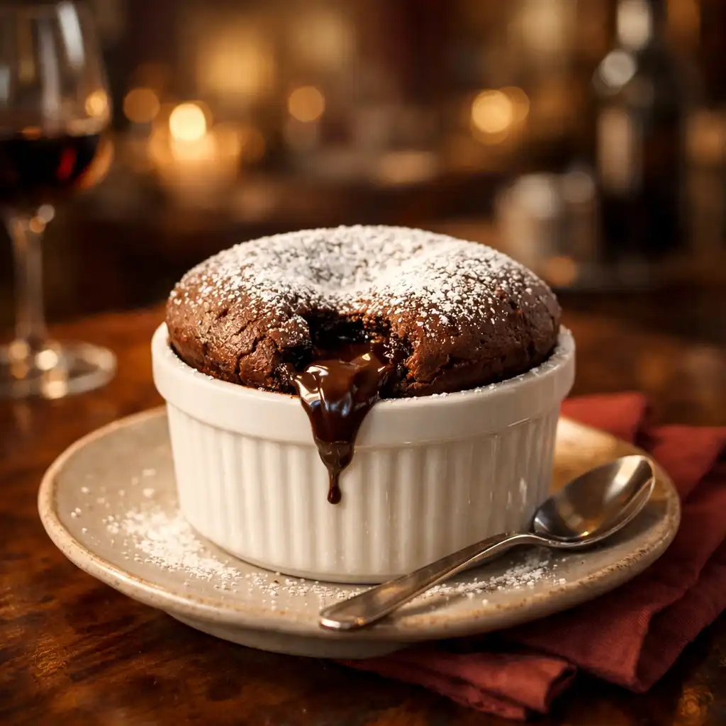 Soufflé au chocolat avec cœur coulant de Maison Brind Ille